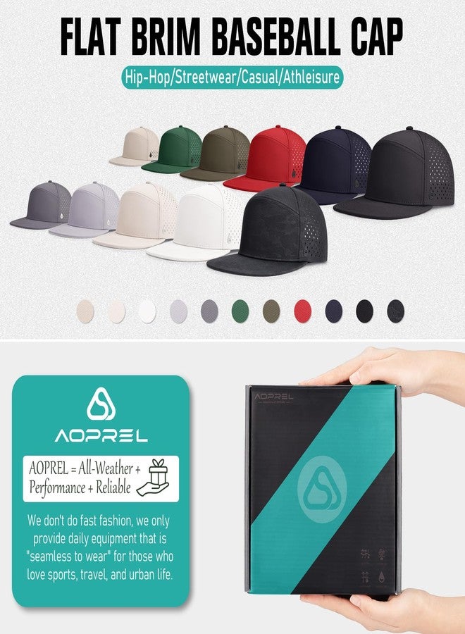 AOPREL Flat Brim Baseball Cap for Men Adjustable Trucker Hats Water-Resistant Performance Hat with Breathable Laser Perforated for Running, Golf, Workout, Gym & Outdoor White - Image 5