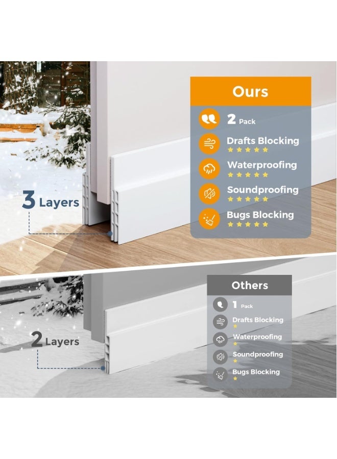 TRASSLE 2 Pcs Door Draft Stopper, Under Door Sweep for Exterior & Interior Doors, Weather Stripping Door Seal, Garage Window Blocker Noise Cold Air Insulation, Draft Guard  - Image 3