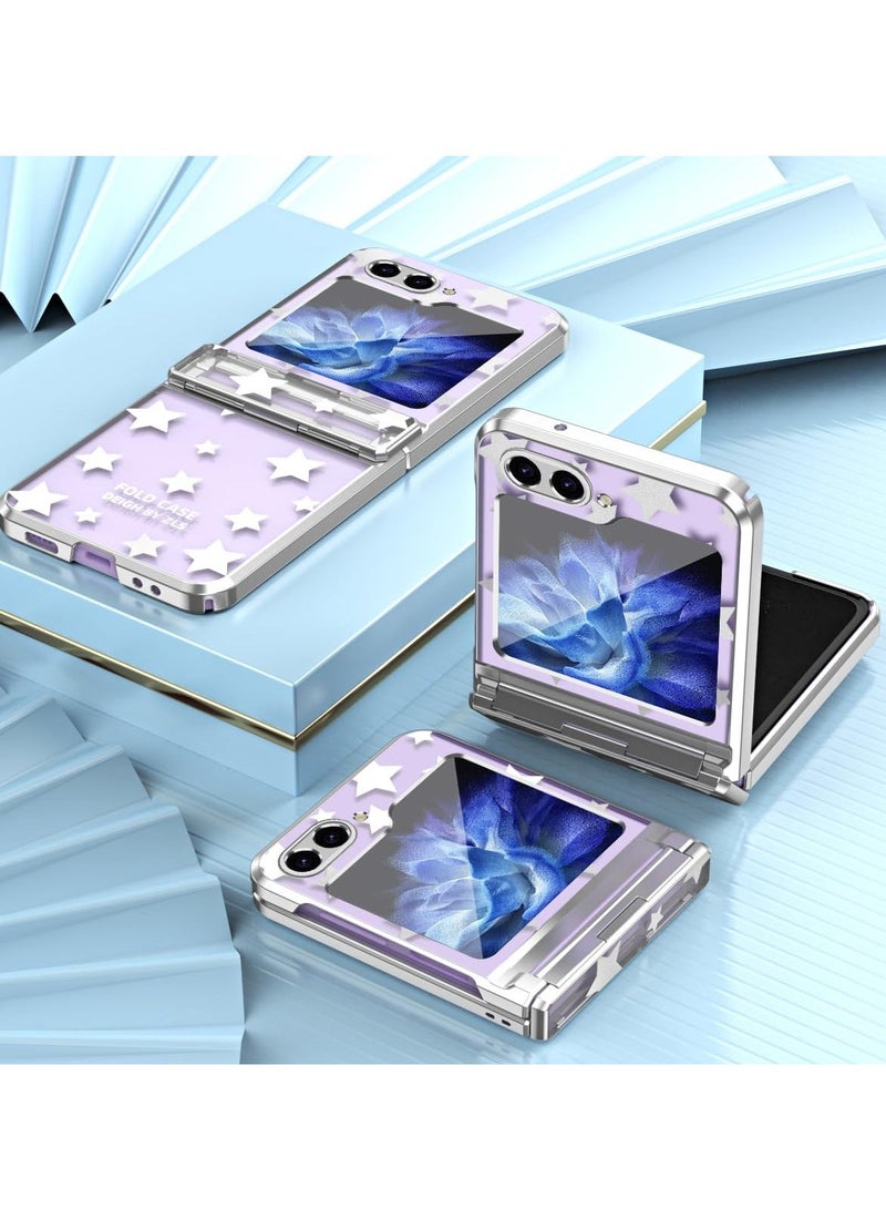 Y&D Designed for Galaxy Z Flip 5 Case, Samsung Full Cover Shockproof Slim Phone Protection with Hinge and Built-in Back Screen Protector (Silver) - Image 5