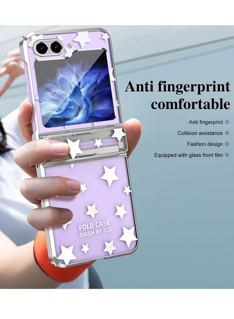 Y&D Designed for Galaxy Z Flip 5 Case, Samsung Full Cover Shockproof Slim Phone Protection with Hinge and Built-in Back Screen Protector (Silver) - Image 4