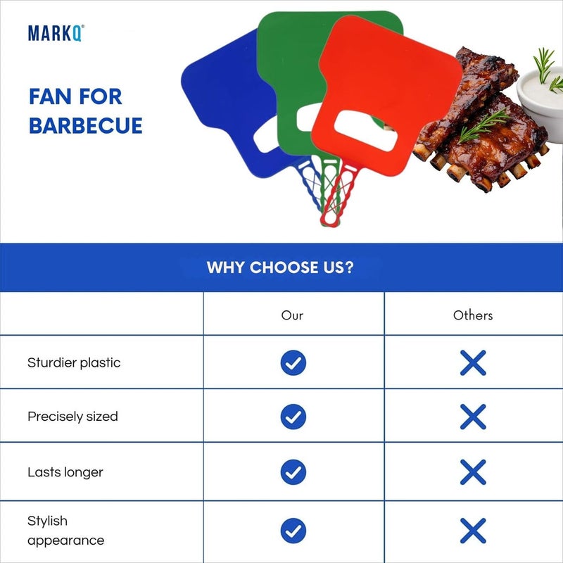 MARKQ BBQ Hand Fan for Outdoor Cooking | Portable Plastic Barbecue Fire Bellow | Camping, Hiking & Picnic Grill Accessories – Assorted Colors (PACK OF 1) - Image 5