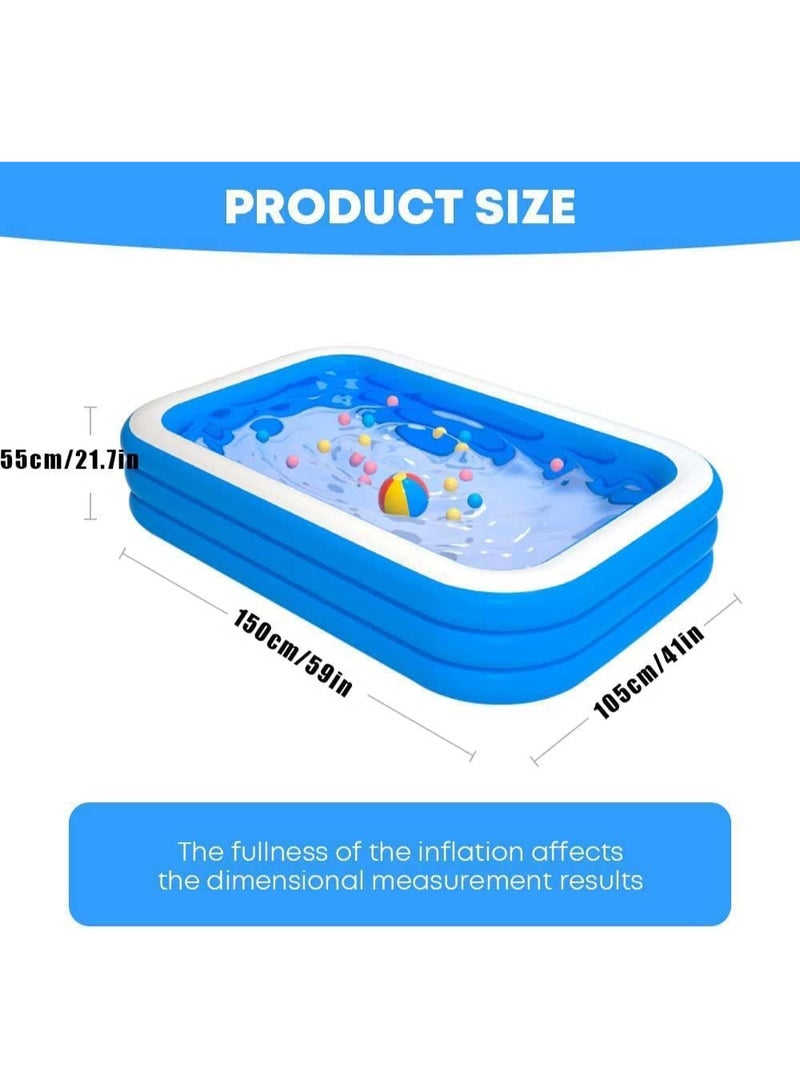 Inflatable Family Swimming Pool, Thickened PVC,  150x105x55cm - Image 3