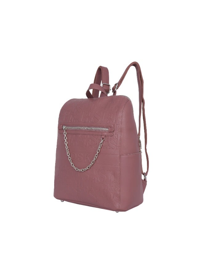 فوسكا حقيبة ظهر Foska نسائية كبيرة جلد ناعم – عملية للجامعة واللابتوب لون بني محمر (Rust Red) – مقاس 30.5x36.5 سم - Image 2