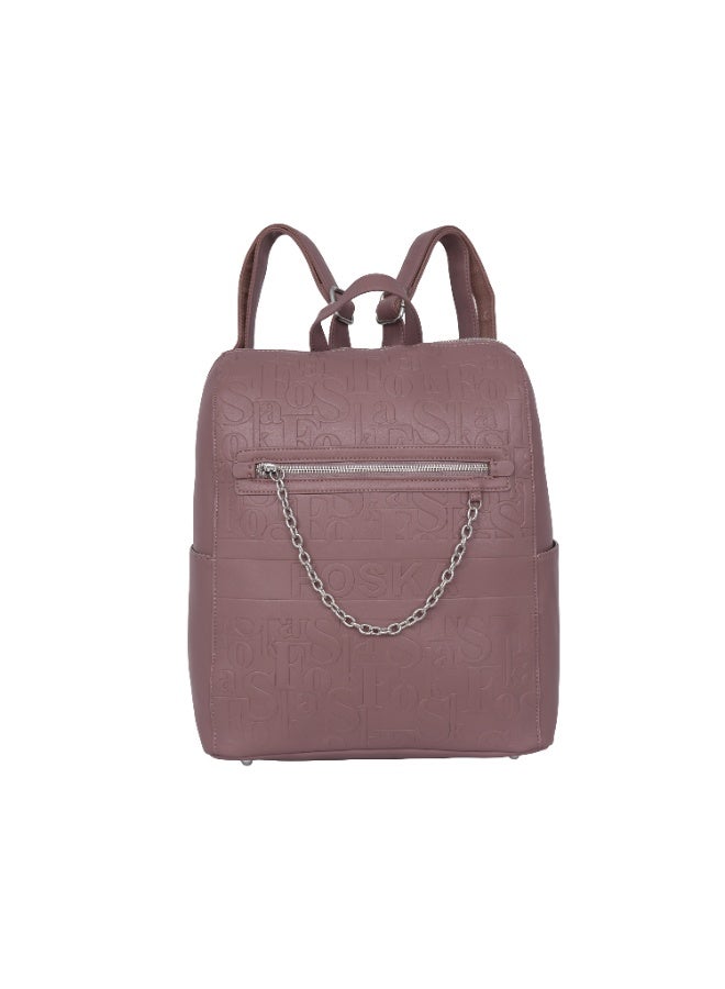 فوسكا حقيبة ظهر Foska نسائية كبيرة جلد ناعم – عملية للجامعة واللابتوب لون بني محمر (Rust Red) – مقاس 30.5x36.5 سم - Image 1