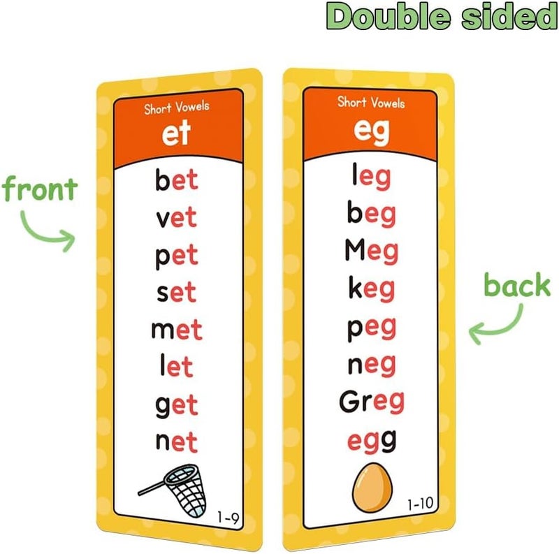 Excefore Phonics Word Lists Cards, Vocabulary Building Teaching Aids with 900+ Phonics Rhyming Words, 117 Groups Phonetic Word Column List, Speech Stady Tools for Toddlers, Kid - Image 3