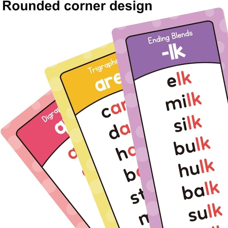 Excefore Phonics Word Lists Cards, Vocabulary Building Teaching Aids with 900+ Phonics Rhyming Words, 117 Groups Phonetic Word Column List, Speech Stady Tools for Toddlers, Kid - Image 4