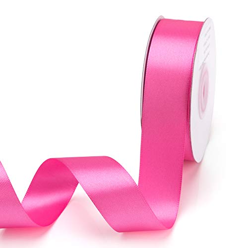IHKFILAN Double Face Satin Ribbon 1Inchx25Yards Double Sided Solid Polyester Ribbon for Gift Wrapping Party Hair Braids Bow Baby Shower Decoration Floral Arrangement Craft Supplies,Hot Pink - Image 1