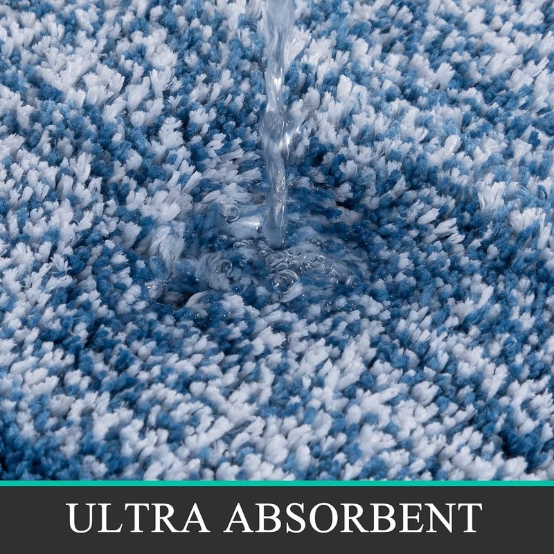 GREEVA Microfiber Striped Bath Mat Soft Absorbent Bathroom Mat for Kitchen Bedroom Shower Rugs Door Mat Entrance Mat AntiSlip Floor Bathmat 60x40 CM Blue - Image 3