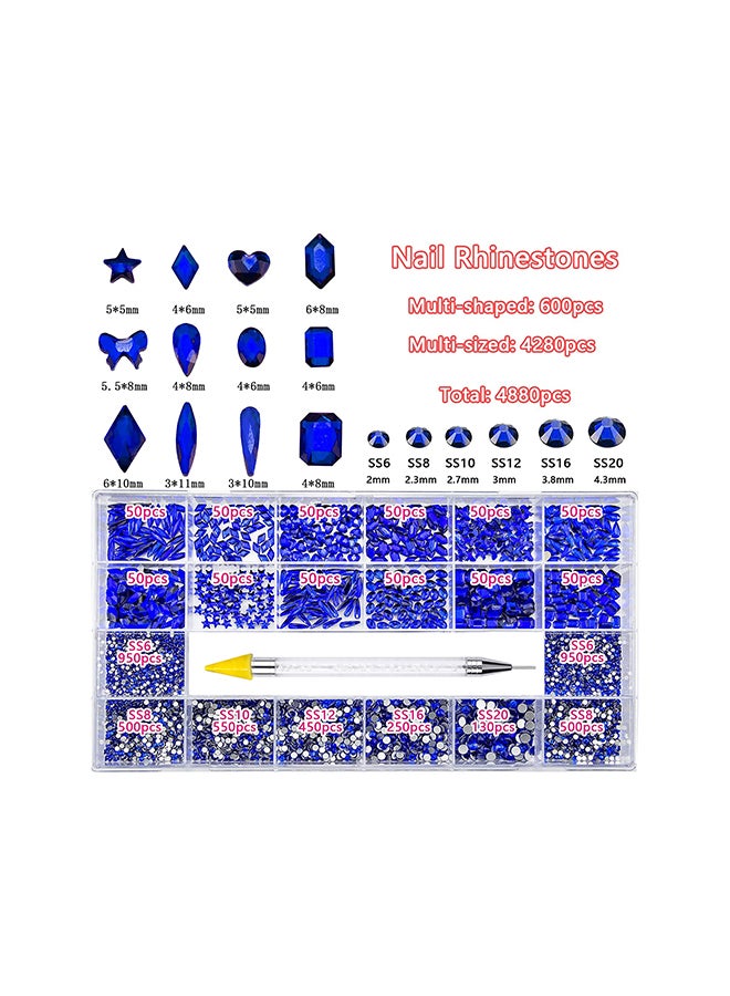 brunson 21 Grid Glass Rhinestone Diamond Stickers for Nails Art Decorations With Drill Pen BBEDNAS1 - Image 2