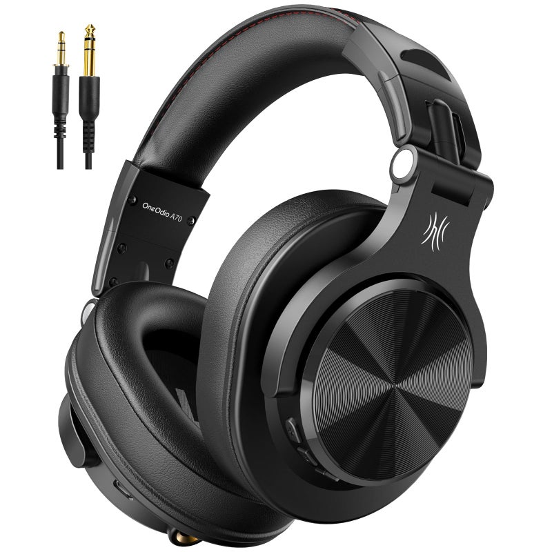OneOdio A70 Bluetooth Over Ear Headphones, Wireless Headphones w/ 72H Playtime, Hi-Res, 3.5mm/6.35mm Wired Audio Jack for Studio Monitor & Mixing DJ Guitar AMP, Computer Laptop PC Tablet - Black - Image 1