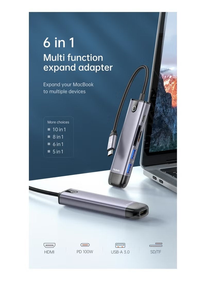 Mcdodo 6-in-1 USB-C Hub Multiport Adapter with 4K HDMI, SD/TF Card Reader, 3 USB 3.0 Ports, Type-C Dock for MacBook Pro/Air M3 M2 M1, iPad Pro, iPhone 16/15, Galaxy S24 S23 Ultra – Silver - Image 5