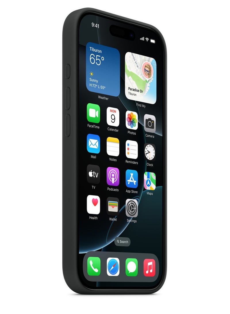 eBarakah iPhone 16 Pro Silicone Case Compatible with MagSafe | Premium Shockproof, Soft Touch, Durable Protection | Stylish Colors | MagSafe Compatible iPhone Case - Black - Image 2