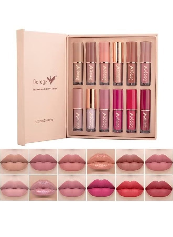 daroge 12-Piece Velvet Matte Liquid Lipstick Gift Set with Long-Lasting & Waterproof Formula (30 ml)  - Image 1