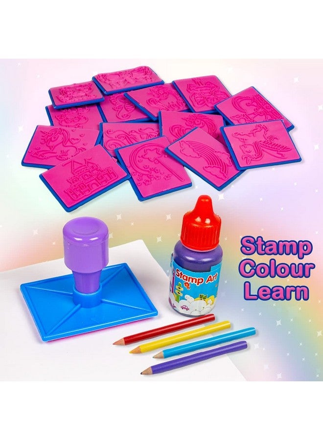 RATNA'S Stamp Art Unicorn Theme, Art & Craft Creative Fun For Kids - Stamping & Colouring Set Diy Kit For Boys & Girls, Multicolor - Image 4