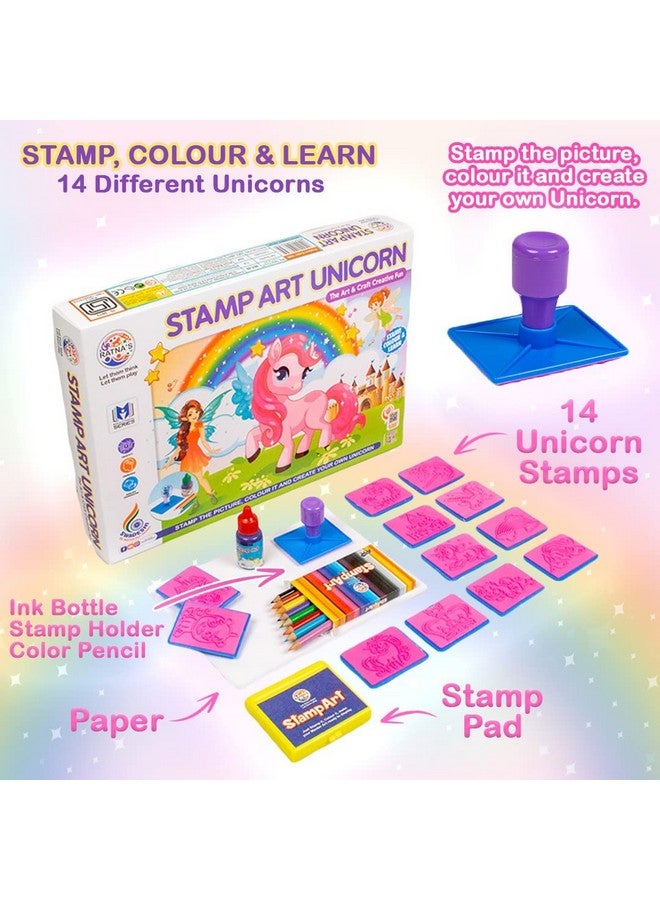 RATNA'S Stamp Art Unicorn Theme, Art & Craft Creative Fun For Kids - Stamping & Colouring Set Diy Kit For Boys & Girls, Multicolor - Image 2