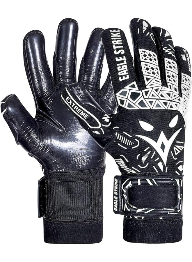 EAGLE STRIKE Soccer Goalie Gloves - Sizes 6 to 10, 4mm German Contact Grip Sticky Latex & Built-in Pro-Level Gloves Wrist Support - Image 1