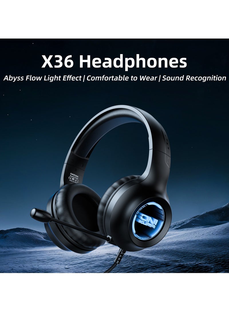 onikuma X36 RGB Gaming Headset Noise Canceling Mic for PC Mac PS4 Mobile And Xbox Switch - Image 2
