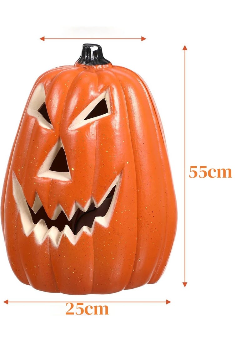 جورونب مصباح قرع زخرفي LED بإضاءة قرع هالوين، مناسب للديكور الداخلي، بتصميم واقعي، مناسب لاحتفالات الخريف، وللحفلات، ولديكورات المنزل في عيد الشكر. - Image 3