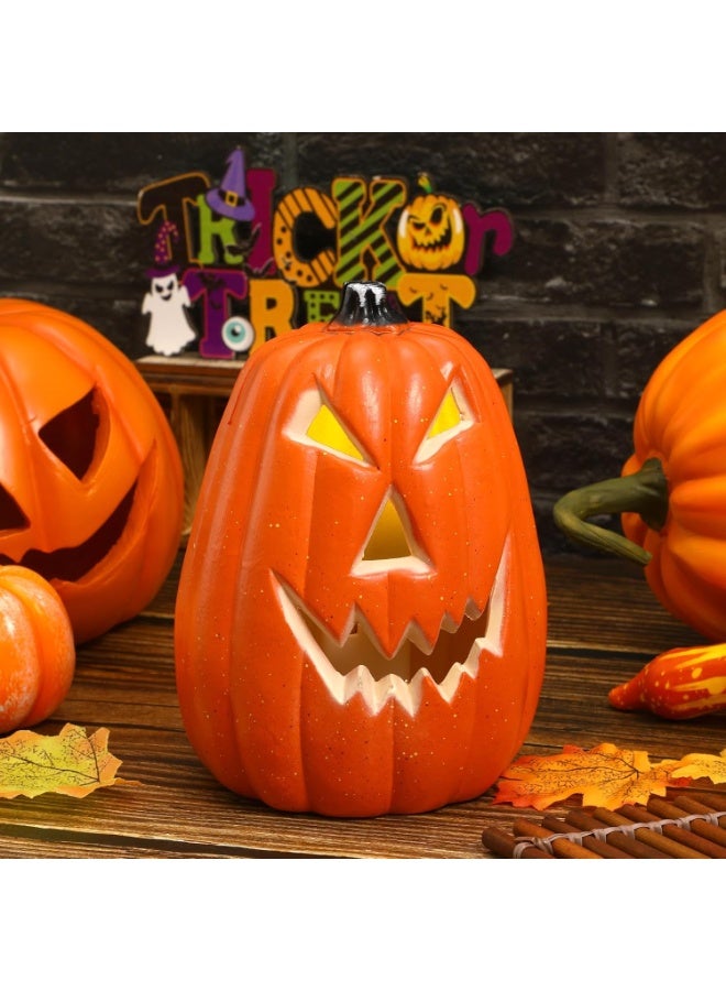 جورونب مصباح قرع زخرفي LED بإضاءة قرع هالوين، مناسب للديكور الداخلي، بتصميم واقعي، مناسب لاحتفالات الخريف، وللحفلات، ولديكورات المنزل في عيد الشكر. - Image 5