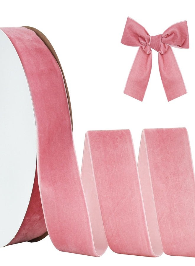 Toniful Velvet Ribbon 51mm x 25 Yards - Classic Velvet Ribbon for Christmas Wreath Decoration, Hand Ornaments, Gift Wrapping and Bow Making, Valentine's Day Bouquet Packaging, Rose Gold - Image 1