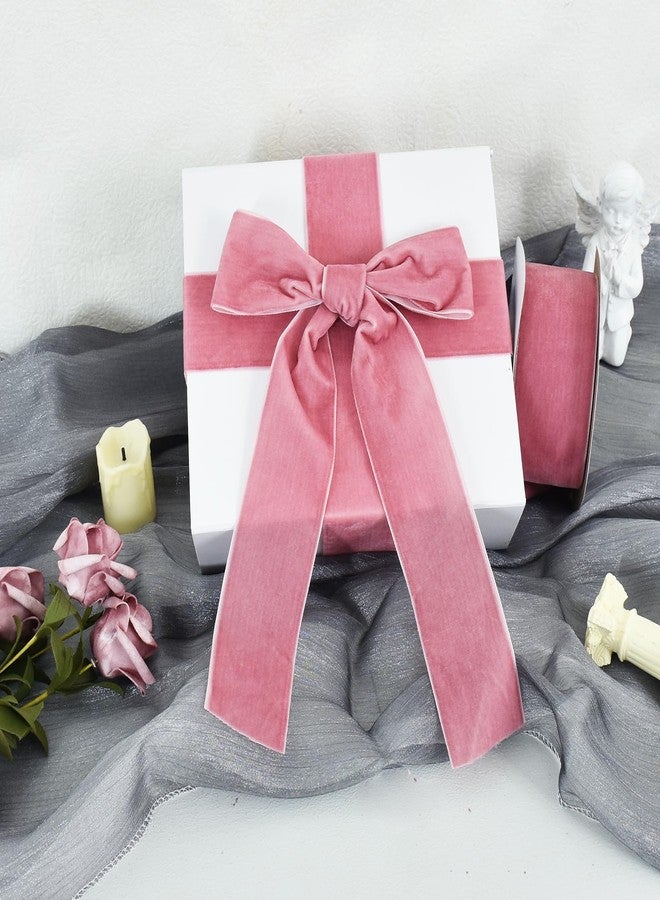 Toniful Velvet Ribbon 51mm x 25 Yards - Classic Velvet Ribbon for Christmas Wreath Decoration, Hand Ornaments, Gift Wrapping and Bow Making, Valentine's Day Bouquet Packaging, Rose Gold - Image 3