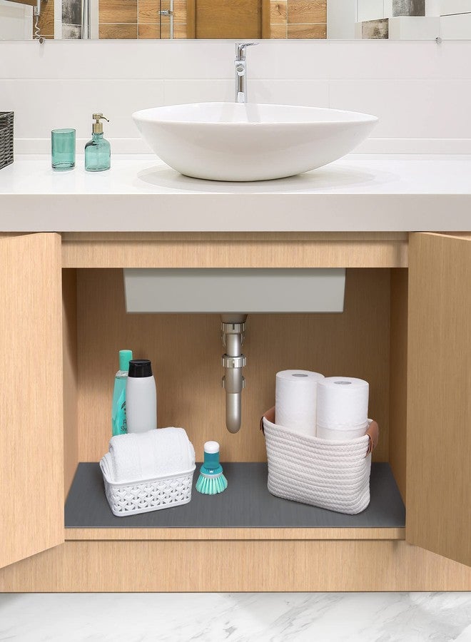 كون تاكت سجادة كون-تاكت أسفل الحوض، سجادة مقاومة للماء للاستخدام أسفل حوض المطبخ والحمام وغرفة الغسيل، بطانة رفوف متينة وغير لاصقة، سهلة التنظيف، 24 بوصة × 48 بوصة، لون جرافيت - Image 2