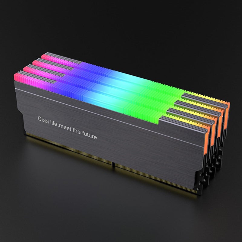 مشتت حرارة ذاكرة الوصول العشوائي من نوع DDR4 مع مروحة سرعة 2500 دورة في الدقيقة وإضاءة ARGB قابلة للتعديل وتبريد ذاكرة منخفض الضوضاء - Image 5