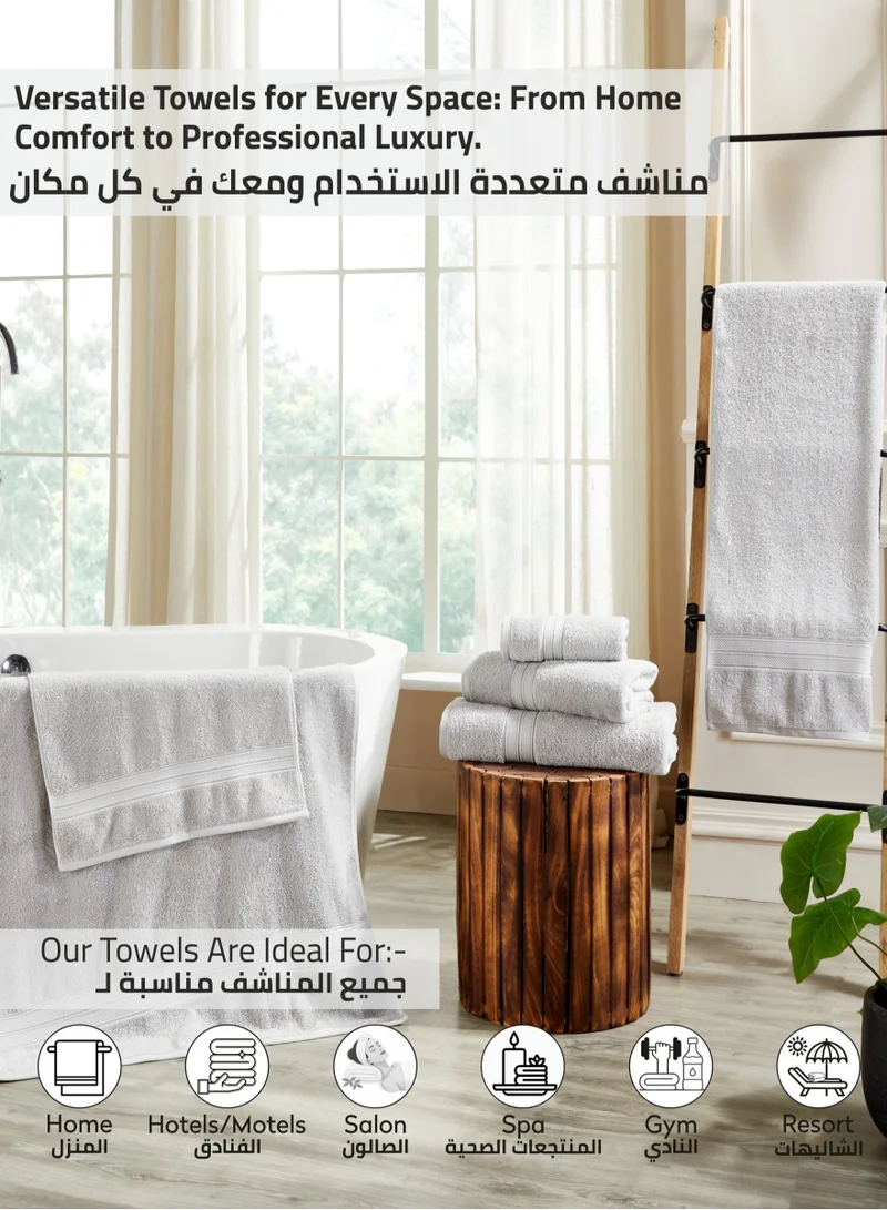 Donetella Premium 100 % Combed Cotton 4-Pcs Hand Towel Set (50 X 90 CM) 600 GSM Super Soft Hand Towel, Highly Absorbent, Quick Dry,Best Towel for Bathroom, Spa And Hotel,Light Grey