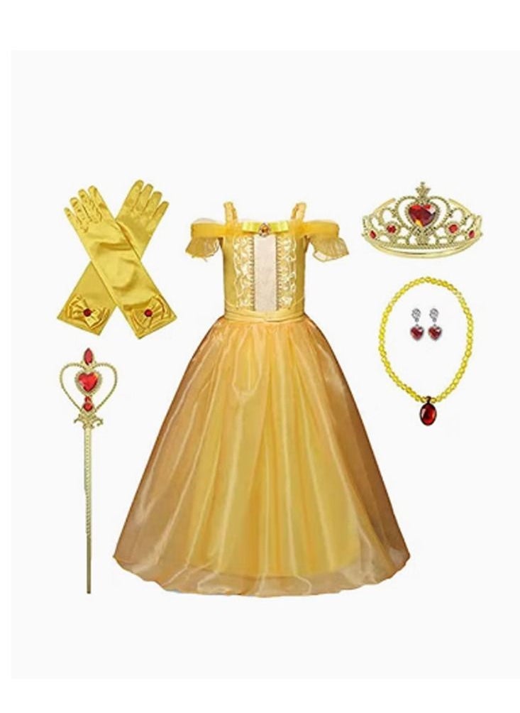 Generic - Belle Princess Girls Dressing Costume Set With Accessories, 7 - 9 Years - Image 1