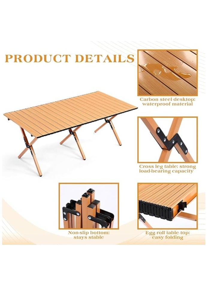 Generic Lightweight Aluminum Folding Table for 8 People, Durable Roll-Up Top with Carry Bag, Ideal for Camping, Picnics, BBQs, and Backyards 120x60x45cm  - Image 5