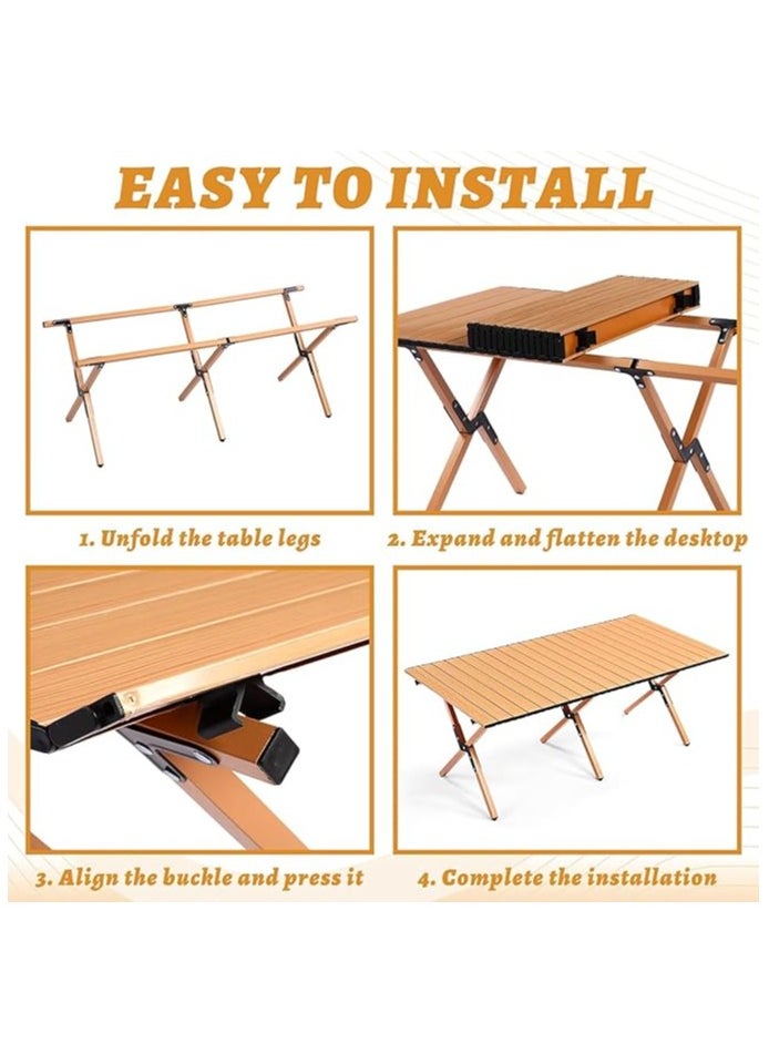Generic Lightweight Aluminum Folding Table for 8 People, Durable Roll-Up Top with Carry Bag, Ideal for Camping, Picnics, BBQs, and Backyards 120x60x45cm  - Image 4