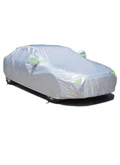 All Weather Multi-Layer Car Cover Waterproof, Windproof, and UV Resistant, Full Outdoor Protection with Zipper Access, White, YXL Size
