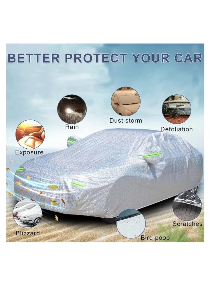 Generic - All Weather Multi-Layer Car Cover Waterproof, Windproof, and UV Resistant, Full Outdoor Protection with Zipper Access, White, YXL Size - Image 1