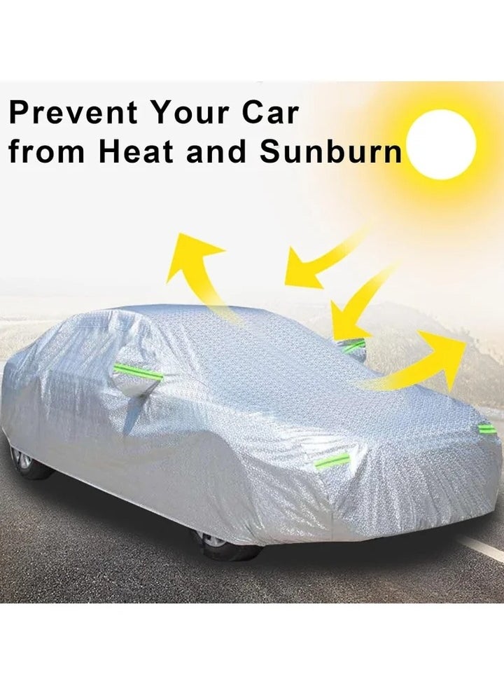Generic - All Weather Multi-Layer Car Cover Waterproof, Windproof, and UV Resistant, Full Outdoor Protection with Zipper Access, White, YXL Size - Image 1