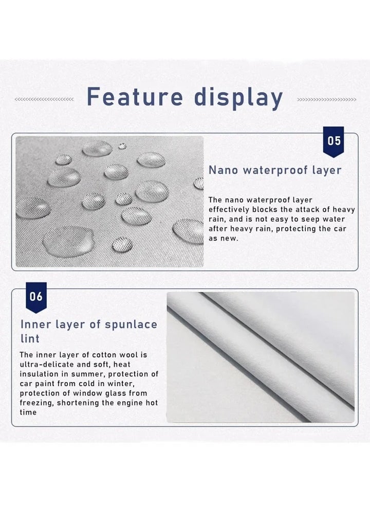Generic - All Weather Multi-Layer Car Cover Waterproof, Windproof, and UV Resistant, Full Outdoor Protection with Zipper Access, White, YXL Size - Image 1