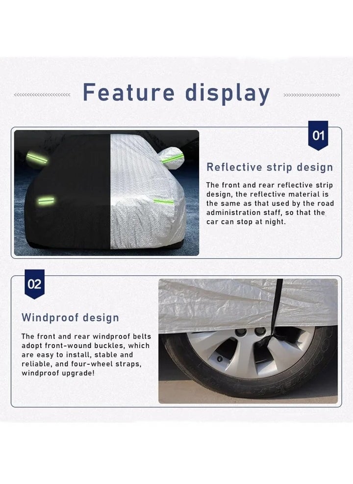 Generic - All Weather Multi-Layer Car Cover Waterproof, Windproof, and UV Resistant, Full Outdoor Protection with Zipper Access, White, YXL Size - Image 1