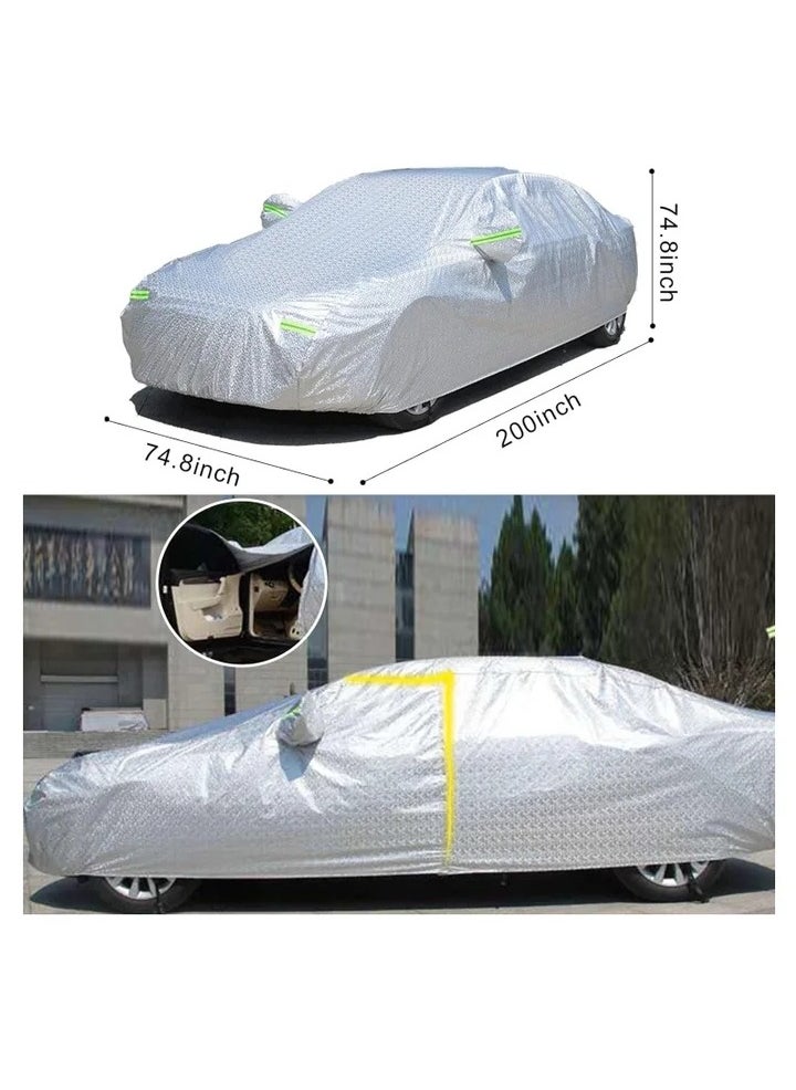 Generic - All Weather Multi-Layer Car Cover Waterproof, Windproof, and UV Resistant, Full Outdoor Protection with Zipper Access, White, YXL Size - Image 1