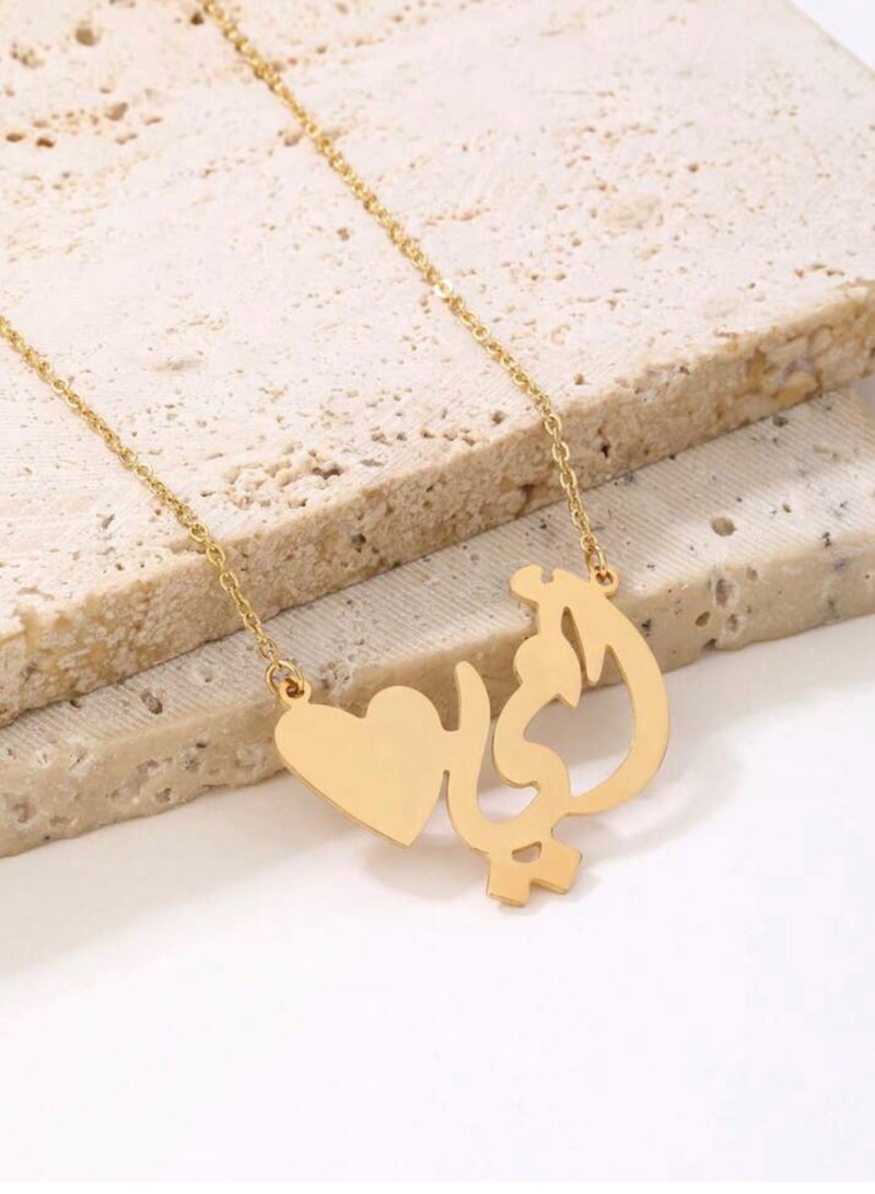 نون-شى سلسال نسائي أنيق مصنوع من الاستانلس ستيل مطلي باللون الذهبي عيار 18 - Image 2