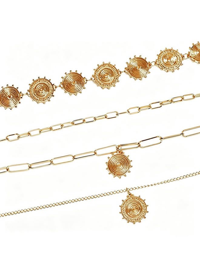 Jumwrit Bohemian Layered Necklace Dainty Chain Choker Necklace Gold Coin Pendant Necklace Statement Long Paperclip Necklace for Women Girls - Image 1