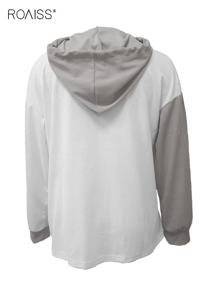 رويس ملابس نسائية مريحة بمقاسات كبيرة مع هودي بألوان متعددة وأزرار وجيب ورباط وأكمام طويلة وطبقة كاجوال سهلة الاستخدام لعطلة نهاية الأسبوع للسيدات - Image 5