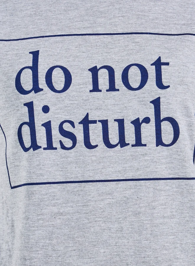 Styli Styli Do Not Disturb Slogan T-Shirt and Checked Pyjama Set