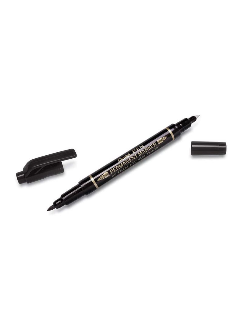 Pentel 4-Piece Twin Tip Permanent Marker Black Ink - Image 3