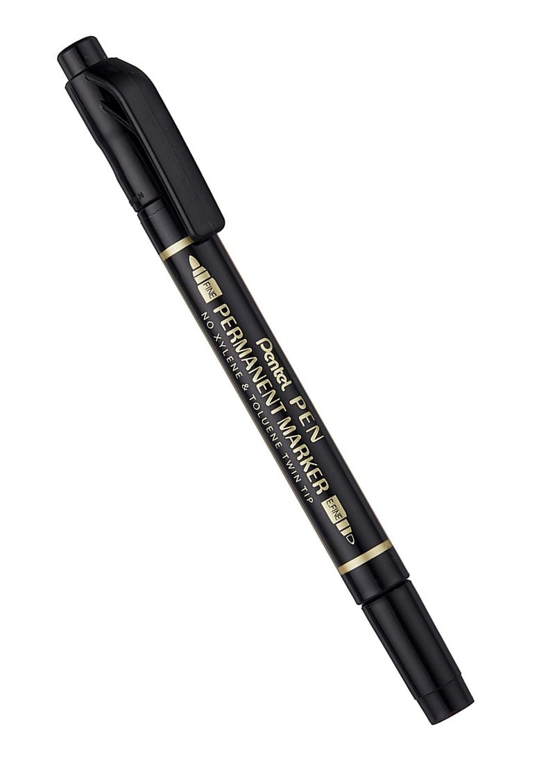 Pentel 4-Piece Twin Tip Permanent Marker Black Ink - Image 2