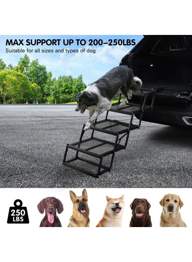 DGSL Dog Ramp for Car, Extra Wide 4 Steps Dog Stairs for Truck, Folding Steps for Dogs with Non-Slip Surface, Pet Loader Dog Steps for Large Dog, SUV, Side Door and Bed (Mesh, 16.9In-4 Steps) - Image 3
