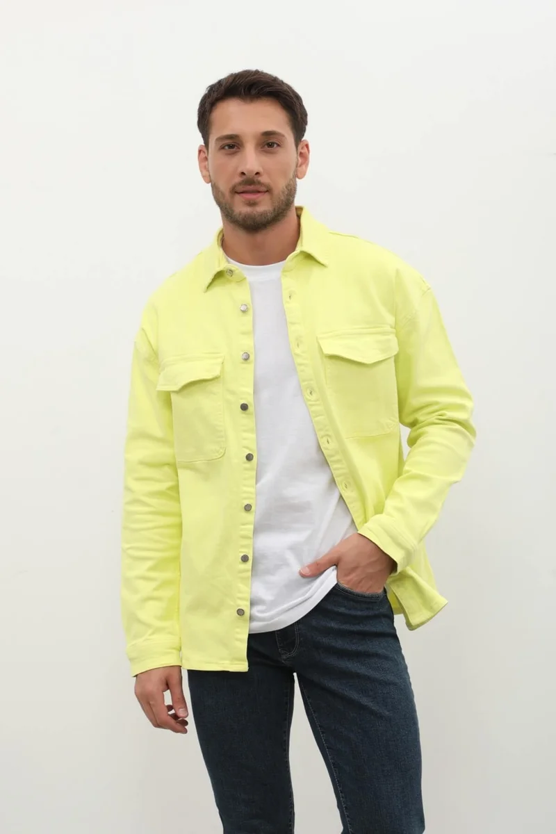 Banny Jeans Mens Oversize Jean Shirt Neon Green