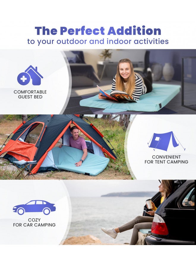 hazli Matrix Cell Memory Foam Camping Mattress Pad, Roll Up Floor Mattress for Adults, Bed Roll, Camp Sleeping Mat Pad, Cot Mattress Pad, Car Portable Rollaway Bed, Foldable Guest Bed - Image 3