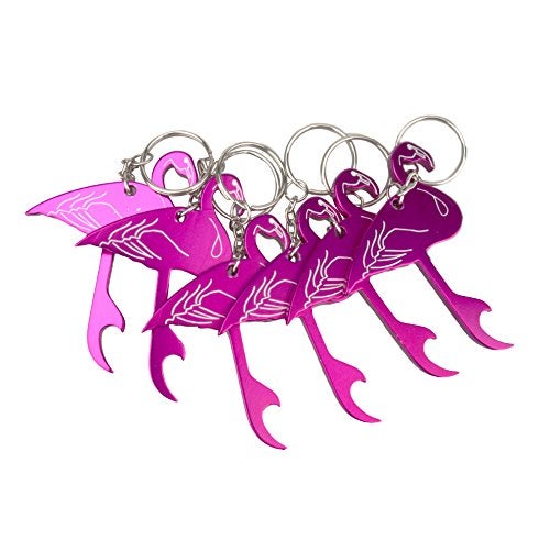 SWATOM Pink Flamingo 6PCS Bottle Opener Keychain Beer Openers Tool Key Chain Ring Accessories - Image 1