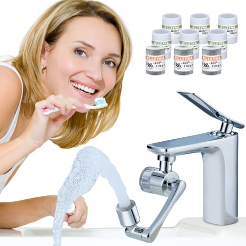 klleyna Sink Water-Filter 1080-Rotating Faucet Extender - Kitchen Bathroom Swivel Faucet Aerator, Water Filter with Active Carbon for Water Purifier System & Skin Care, Kitchen Faucet Filter Tap Attachment - Image 1