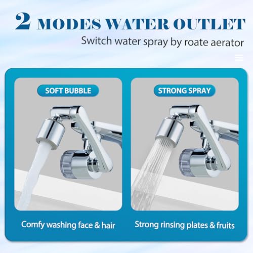 klleyna Sink Water-Filter 1080-Rotating Faucet Extender - Kitchen Bathroom Swivel Faucet Aerator, Water Filter with Active Carbon for Water Purifier System & Skin Care, Kitchen Faucet Filter Tap Attachment - Image 5