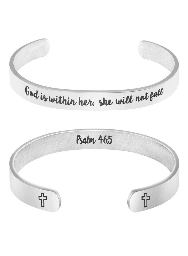 Memgift God is Within Her She Will not Fall Christian Bracelets for Women Inspirational Gifts for Her Bible Verse Jewelry Cuff Bangle - Image 1